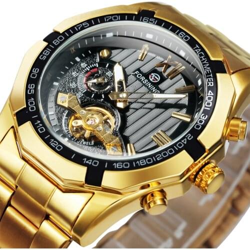 Forsining Fashion Military Watch Men Mechanical Sport Tourbillon Watches Mens Automatic Top Brand Luxury Stainless Steel Band