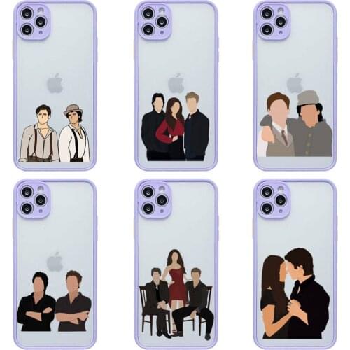 The Vampire Diaries Damon Phone Case For iphone 12 11 Pro Max Mini XS 8 7 Plus X SE 2020 XR Light purple Matte Transparent Cover