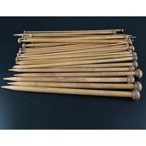 Costura 36pcs/set Carbonize Bamboo Single Pointed Knitting Needles 18 Size Set Single Pointed Smooth Crochet Hook Sewing Tool