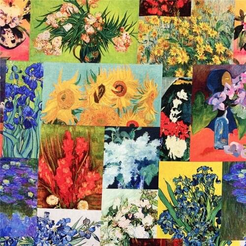 Color flower oil painting Cotton Fabric Sewing Quilting Patchwork Needlework Handmade DIY Skirt clothing tablecloth