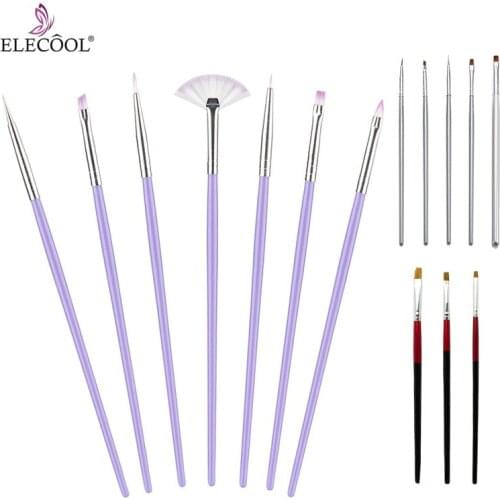 ELECOOL 15/7/5/3/1Pcs Nail Polish Painting Drawing liner brushes Nail Art Borstel Brushes for Manicure Nail Art Brushes for Gel
