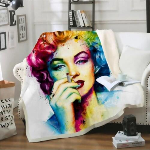 Marilyn Monroe 3d printed fleece blanket for Beds Hiking Picnic Thick Quilt Fashionable Bedspread Sherpa Throw Blanket style-3