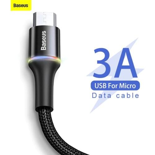 Baseus Micro USB Cable 2A 3A Fast Charging Charger For Samsung Xiaomi Android Mobile Phone Wire Cord LED Lighting Mini usb Cable