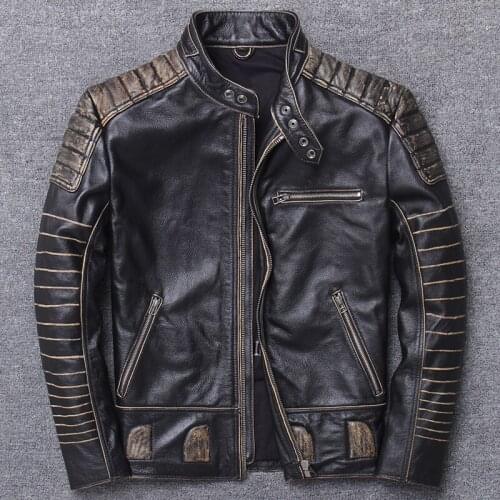 Leather Clothing Continuous System Do Used Head Layer Cowhide Jacket Motorcycle Locomotive Clothes Stand Lead Skin Real