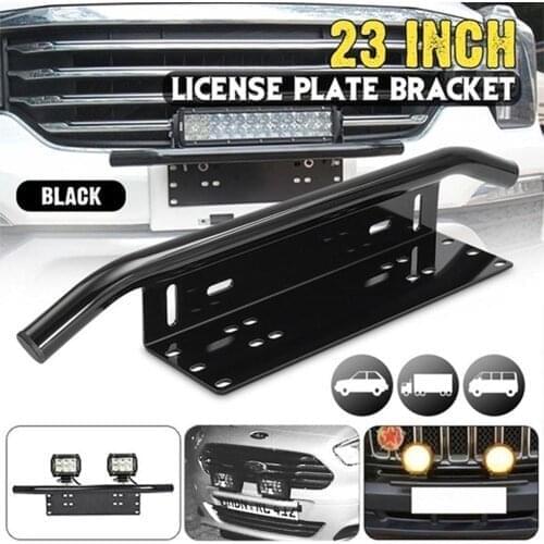 Auto Front Bumper License Plate Mount Bracket Frame Led Light Bar Work Fog Lamp Holder SUV Off Road Universal Parts