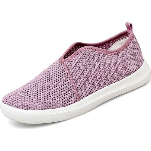 Womens Casual Vulcanized Shoes Woman Mesh Sneakers Women Knitted Flat Ladies Slip On Female Footwear Size 42 Feminino Zapatos