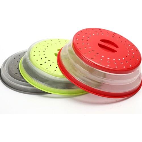 Splash-proof Cover Collapsible Food Cover Hollow-out Drain Basket with Handle Essential Tools Microwave