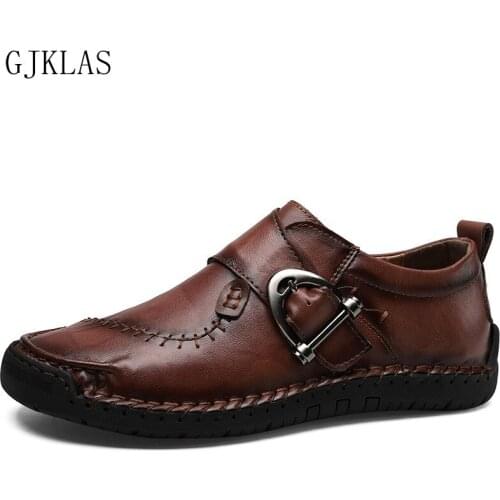 Men Loafers Shoes Genuine Leather Business Casual Shoes for Men Big Size 48 Fashion Handmade Dress Office Shoes Man Oxford flats