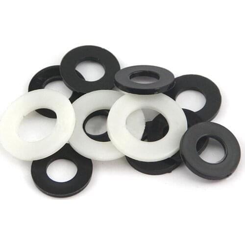 M2 M3 M4 M5-M20 Black/White Nylon Flat Washer Plastic Plane Spacer Gasket O Ring Washer For Screw