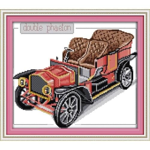 Red car (2) cross stitch kit cartoon 14ct 11ct count print canvas stitching embroidery DIY handmade needlework