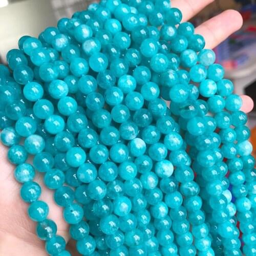 Natural Stone Blue Amazonite Stone Beads Round Loose Spacer Beads 15'Strand 6-10mm For Jewelry Making DIY Bracelets Accessories