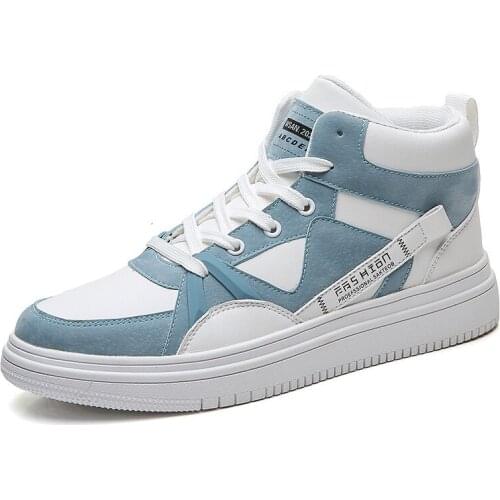 2020 Autumn and Winter New Net Red High-top Pu+ Pig Suede Sneakers; High-quality Casual Fashion Mens Shoes