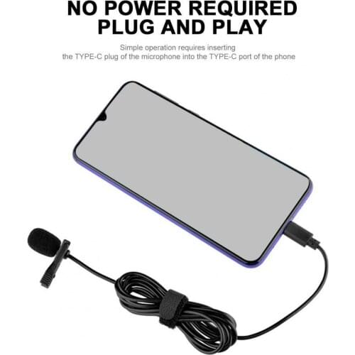 Type-C Jack Wired Lapel Microphone Clip on Lapel Lavalier Microphone Condenser Mic For iPhone Smartphone PC Clip Microphone