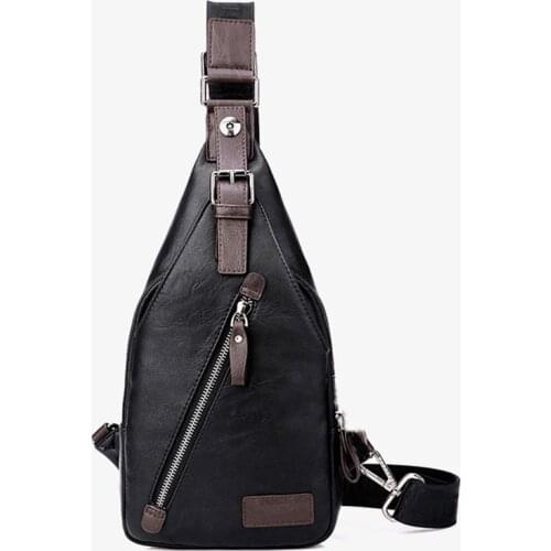 Luxury Brand Men Chest Bag Leather Casual Crossbody Bag Fashion Sling Chest Pack Business Shoulder Bag Messenger Bag Male Bolsos
