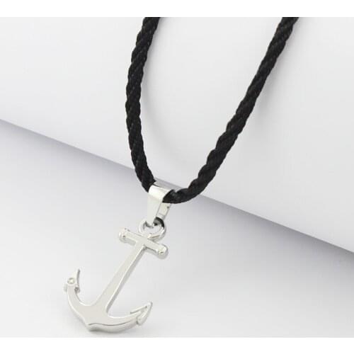 Runda 2020 Summer Fashion Anchor Pendant Necklace for Men Stainless Steel Jewellery with Nylon Braided Rope Necklaces Jewels