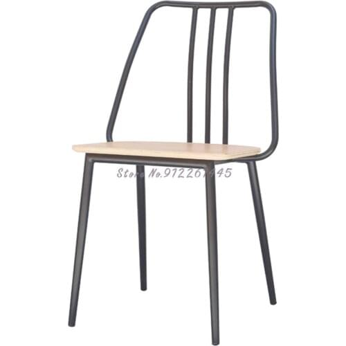 Nordic retro lounge chair American wrought iron chair solid wood dining chair modern minimalist creative restaurant back chair c