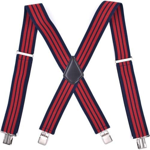 Heavy Duty Large Size Suspenders Braces for Men Work Adjustable Elastic Shirt Trousers Strap Belt X Back with Strong Metal Clips
