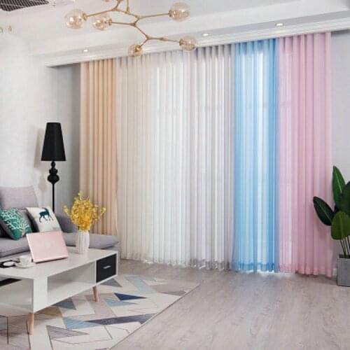 Curtains for Living Room Multi-Color Optional Light-Transparent Solid Color Curtain Yarn Cortinas Para Sala De Estar
