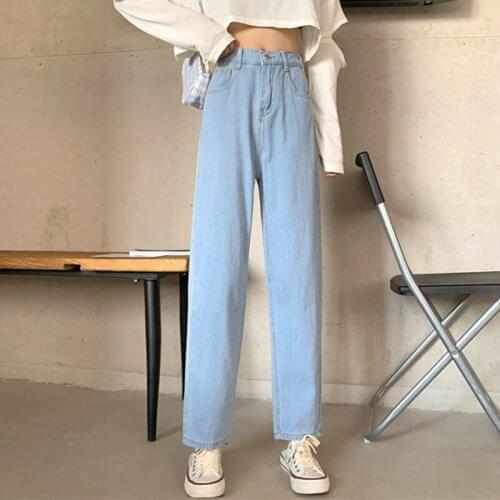 Woman Jeans High Waist Clothes Wide Leg Denim Clothing Blue Streetwear Vintage Quality 2021 Fashion Harajuku Straight Pants