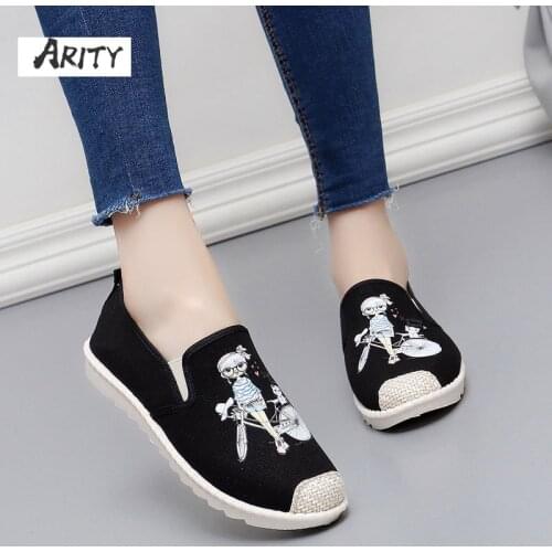 Womens Flat Shoes All-match Casual Cloth Shoes for Pregnant Women Soft Single Shoes Shallow Fisherman Shoes with Printing