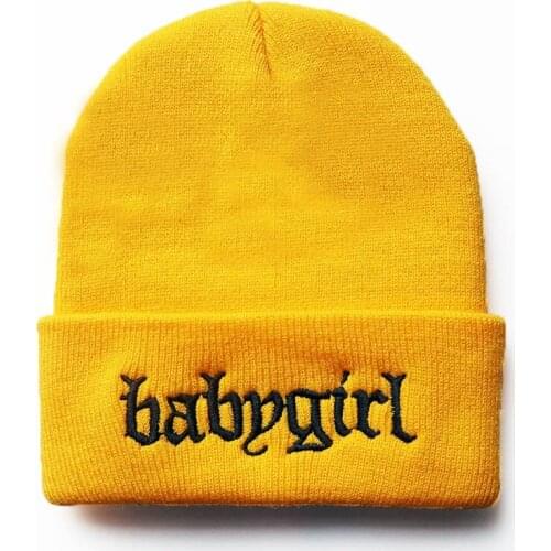 Winter Knitted Beanies Embroidery letter BABY GIRL Hat Outdoor Warm Hip Hop Hats Skullies Riding Bike Causal Street Cap for Girl