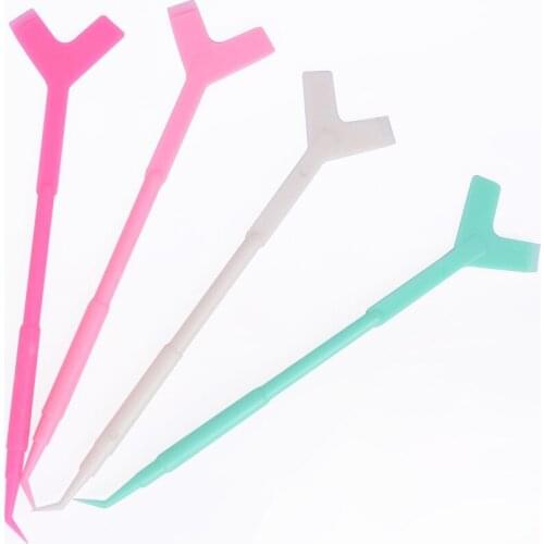 10Pcs 2 Way Plastic Eyelash Perming Stick Tool Lashes Extension Hot Glue Spoon Y Shape Comb Brush Lash Lifting Curler Applicator