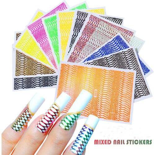 12pcs/set Fashion Snake Pattern Hollow Nail Art Sticker Set Color Nail Art Self-adhesive Flowers Nail Decals Designer Decorate