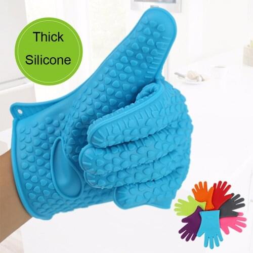 2pcs High Quality Heart Shape Printed Silicone Gloves Heat Resistance Oven Mitts Baking Oven Gloves Mitts