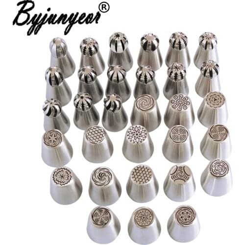 31PCS/set Stainless Steel Russian Tulip Cream Icing Piping Nozzles Rose Pastry Tips Fondant Cake Decorating Baking Tools CS138