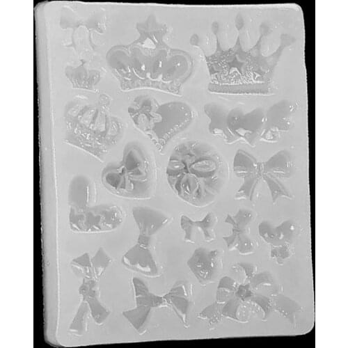 3D Love bow crown shape epoxy resin ultraviolet glue process silicone mould creative DIY art pendant brooch jewelry tools manual