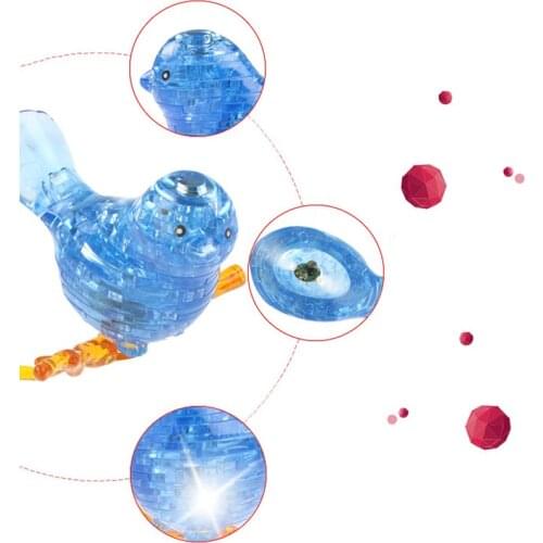 3D DIY Animal Puzzle Jigsaw Model Blocks Bird with Color Lights Gift Home Decor Y4UD