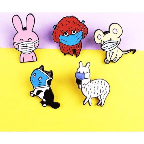 5 Styles Of Cute Animals Zinc Alloy Pin Badge On Backpack Brooch Pins For Clothing Brooches For Gift Badges For Clothes