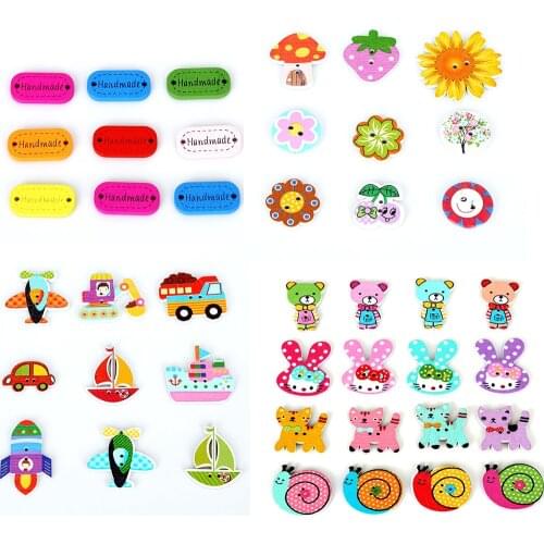 50pcs 2-Holes Button Cat/Flower/Car/Bear Shape Buttons DIY Sewing Notions For Scrapbook Garment Hats Bags DIY Apparel Accessory