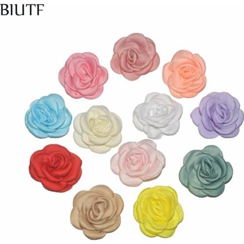 50pcs/lot 4.0cm Small Beautiful Burnt Satin Rose Chiffon Flower Headband/Hairpin Accessories Army Green Color Available TH244
