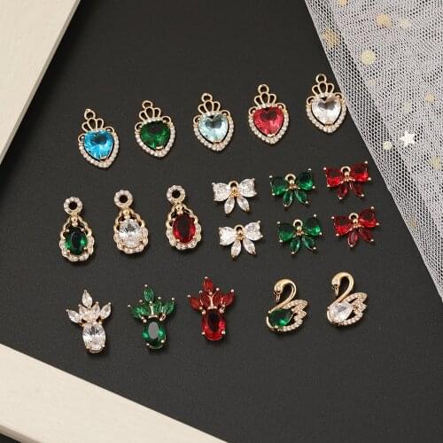 HAOSAW 4Pcs Jewelry Accessories/CZ Charms/Glass Pendants/Hand Made/DIY Making/Earring Part/Jewelry Findings & Components