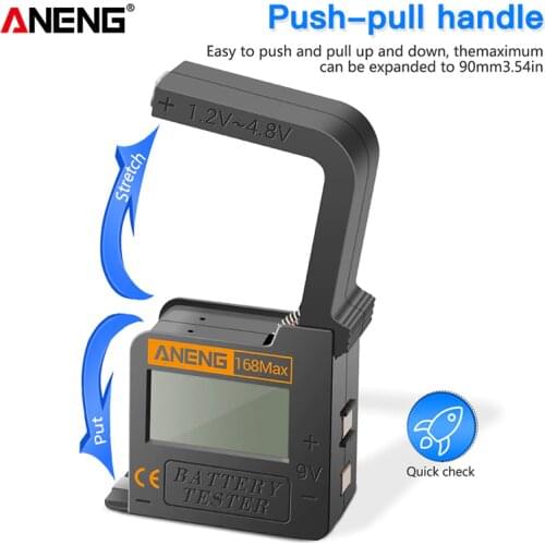 ANENG 168Max Universal Digital LCD Lithium Battery Checker Volt Tester For AA AAA C D 9V Button Cell