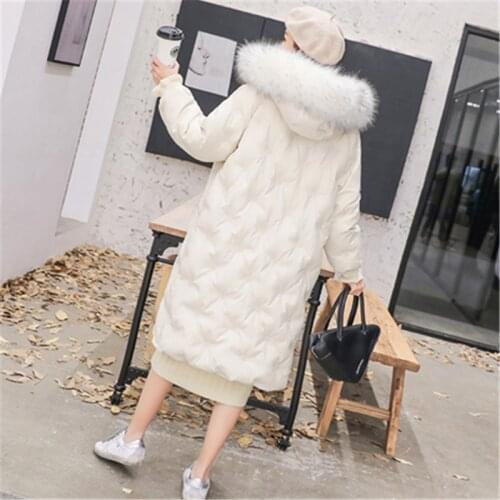 Big Fur New White Fashion Winter Womens Jacket Down Parka Female Warm Winter Coat Hooded Women Outerwear