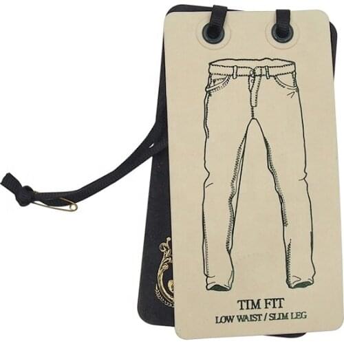 Black print recycled UV spot logo jeans paper hang tags