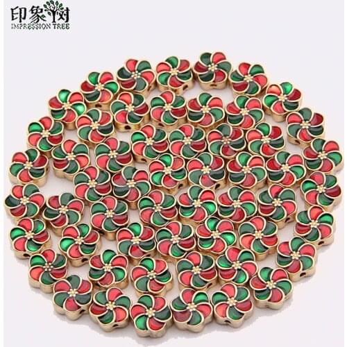 5/10Pcs/lot 10mm Spiral Flower Beads Zinc Alloy Metal Enamel Spacer Beads For DIY Jewelry Making Components Bracelets Handmade
