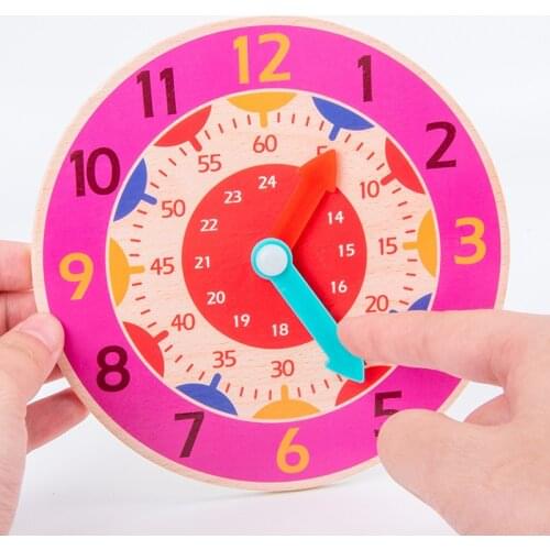 Children Montessori Wooden Clock Toys Hour Minute Second Cognition Colorful Clocks Toys for Kids Early Preschool Teaching Aids