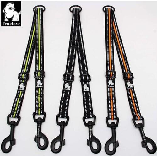 Truelove Reflective Nylon Double Dog Leash For Two Dogs Coupler No Tangle Pet Leash For All breed Training Running Dropshipping