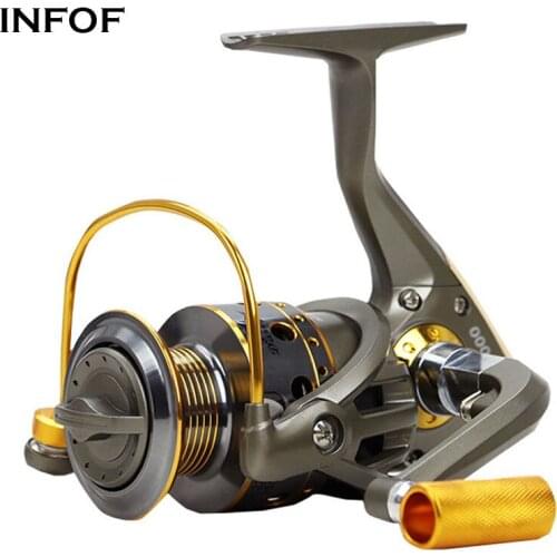 INFOF JC Spinning Fishing Reel Metal Spool Feeder Carp Reel 10BB 5.1:1 1000-7000 Series Saltwater Fishing Wheel