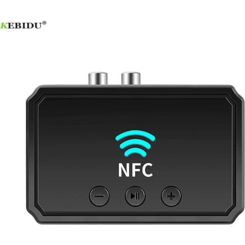Kebidu Bluetooth 5.0 Receiver Adapter NFC 3.5mm RCA Audio AUX Output Wireless Bluetooth Dongle Stereo for Amplifier Speaker