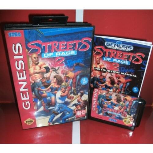 Street of Rage 2 US Cover with box and manual For Sega Megadrive Genesis Video Game Console 16 bit MD card