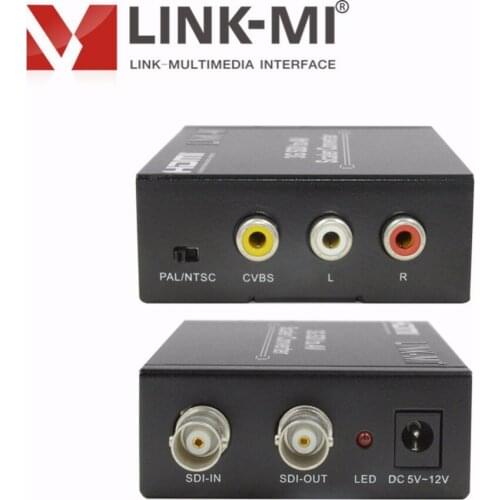 LINK-MI SDI to AV Converter HD/SD/3G-SDI to CVBS video and sound transmission 2 Ways SDI splitter for Monitor Camera Display