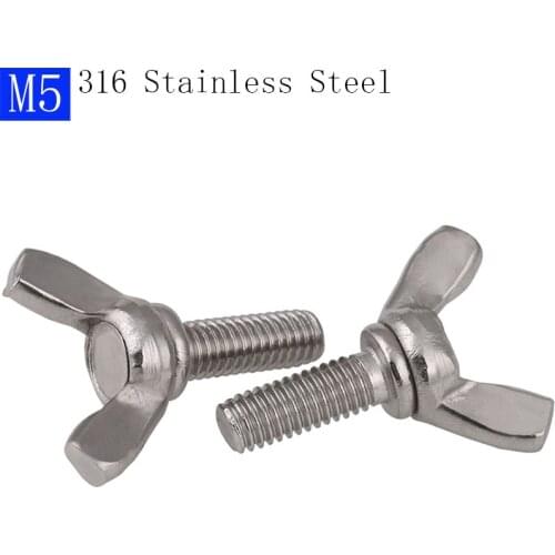 M5 - 0.8 316 Stainless Steel Wing Bolts Wingbolt Nut Butterfly Screws A4-70 DIN316