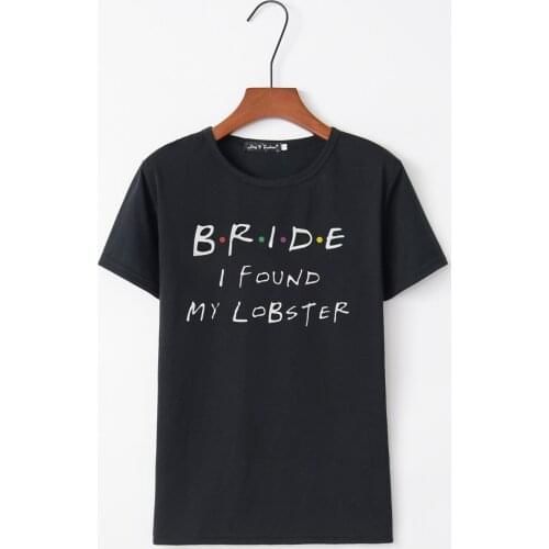 Fashion Girl Bride Letter Print Round Neck Short Sleeve T-shirt Special