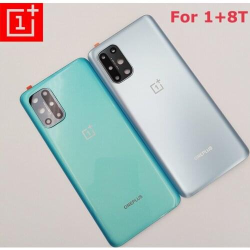 New Original Oneplus 8T Back Battery Cover Door Rear Glass Housing Case For One Plus 1+ 8T Replacement Parts & Camera Lens Frame