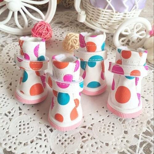 Thick Fur Pet Shoes Small Dogs Shoes Winter Warm Snow Dots Fashion Boots Footwear Accessories For Puppies Small Animal Chihuahua