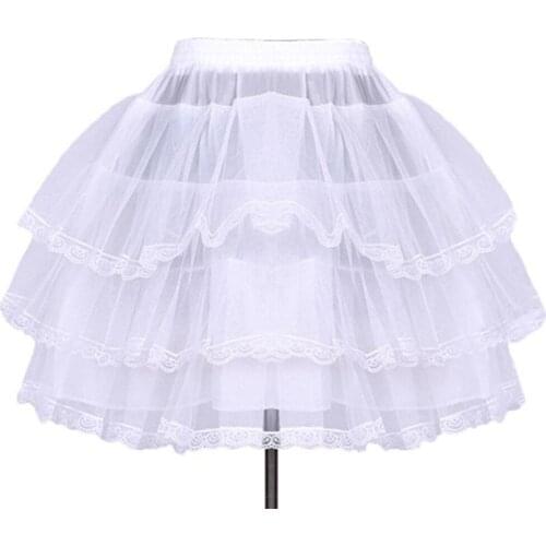 Wholesale High Quality White Black Puffy No Hoop 3 layers With Lace Edge For Short Ball Dresses Tulle Short Petticoat